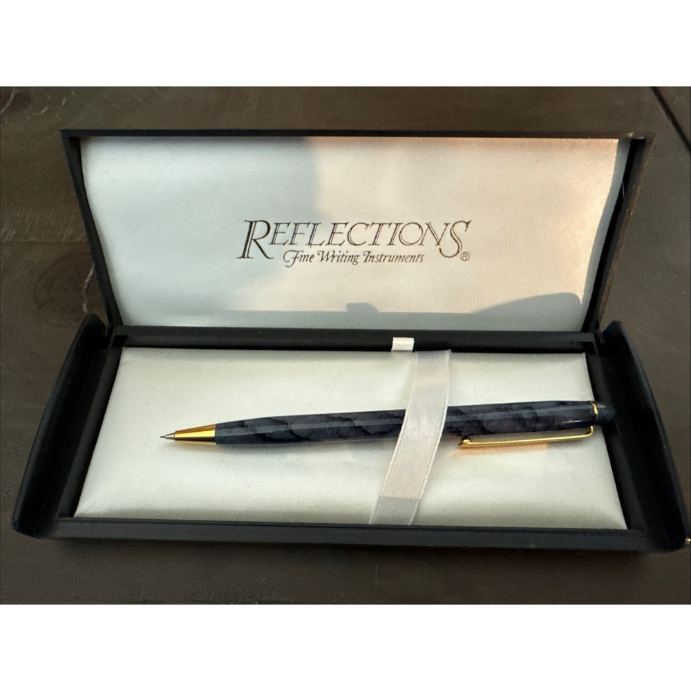 Vintage Reflections  Fine Writing Inst Pencil In Box Grey And Black W Gold